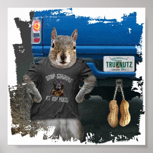 Poster Truk Nutz - funny squirrel truck nuts (Devant)