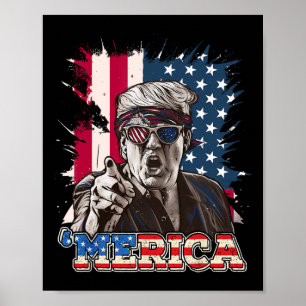 Poster Trump 2024 4 juillet Drapeau américain patriotique