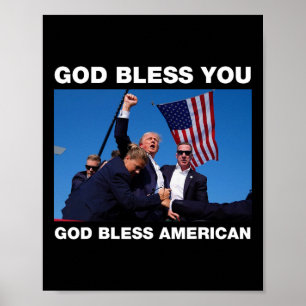 Poster Trump 2024 Dieu vous bénisse - Dieu bénisse l'Amér