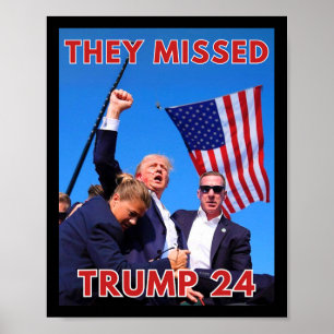Poster Trump 2024 disparu - Maga politique patriotique
