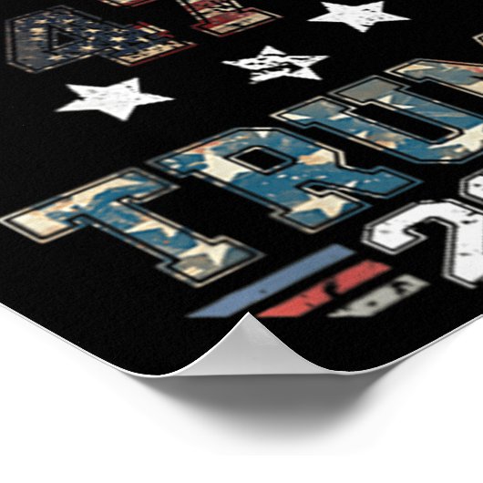 Poster Trump 2024 Drapeau américain 2 côté (Coin)