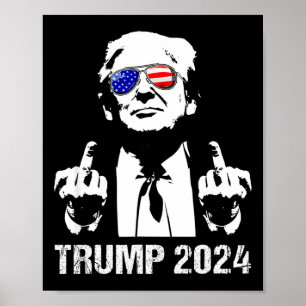 Poster Trump 2024 Élection Drapeau Américain Lunettes de