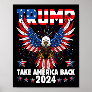 Poster Trump 2024 Reprendre l'Amérique Drapeau américain