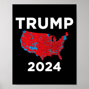 Poster Trump 2024 Résultats exacts des élections Carte du