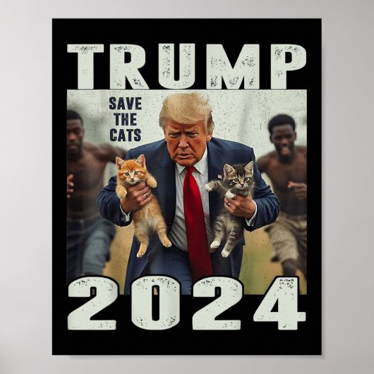 Poster Trump 2024 Sauver Les Chats Dit Débat (Devant)