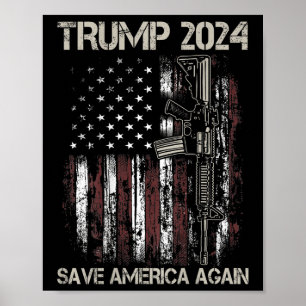 Poster Trump 2024 Sauvez à nouveau l'Amérique un pistolet