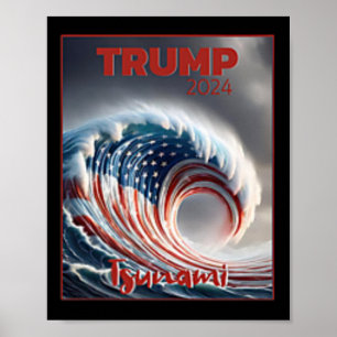 Poster Trump 2024 Vague Rouge Tsunami Élection Américaine