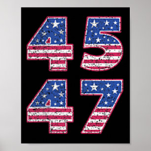 Poster Trump 2024 Vintage 45 47 Amérique Drapeau Tee For