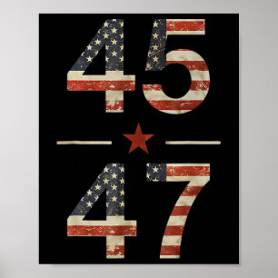 Poster Trump 2024 Vintage 45 47 Chemise Drapeau Américain
