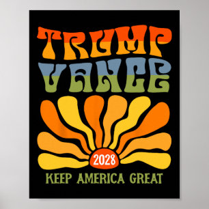 Poster Trump 2028 Le président réélit le drapeau américai