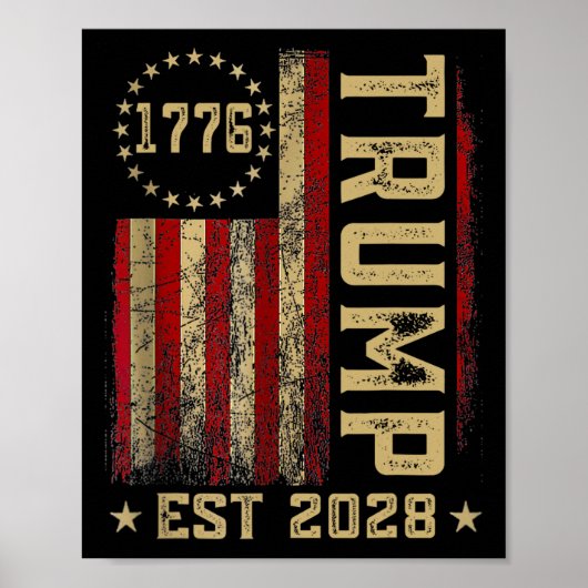 Poster Trump 2028 Vote Donald Trump America Drapeau améri (Devant)