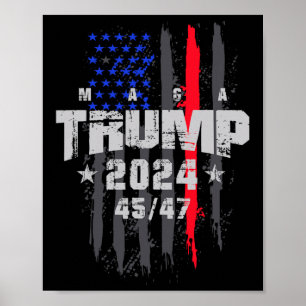 Poster Trump 45-47 Mega Drapeau États-Unis Élection Prési