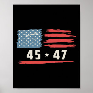 Poster Trump 45 47 Président Vintage American Flag 2024 P