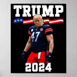 Poster Trump 47 Football Jersey 2024 Drapeau américain Tr