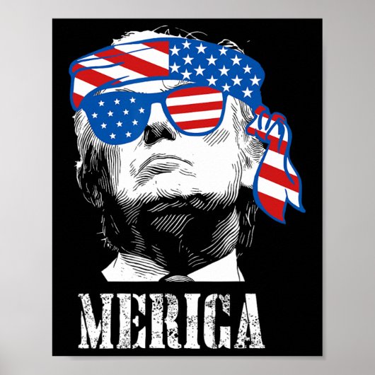 Poster Trump 4 juillet les Américains Drapeaux Hommes Drô (Devant)