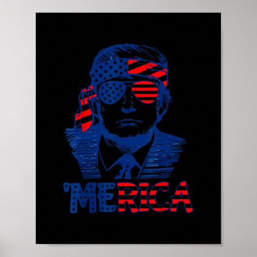 Poster Trump 4 juillet Merica Hommes Femmes Drapeau améri (Devant)