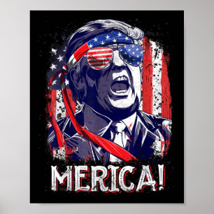Poster Trump 4 juillet Merica Hommes Femmes États-Unis Fl