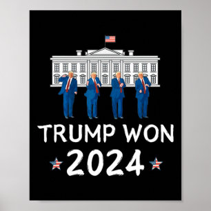 Poster Trump a gagné 2025 Trump danse à la Maison Blanche