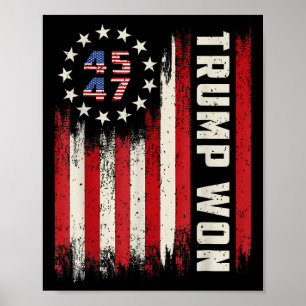 Poster Trump a remporté 2025 45 47ème Président Drapeau U