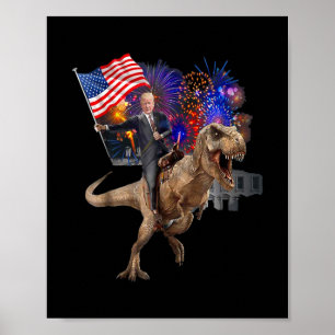 Poster Trump chevauchant un dinosaure T-rex supporte Trum