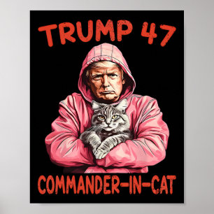 Poster Trump Commandant En Chat Drôle Chat Et Trump