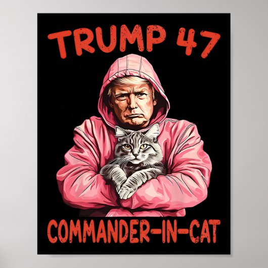 Poster Trump Commandant En Chat Drôle Chat Et Trump (Devant)