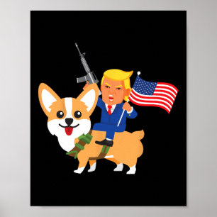 Poster Trump Corgi Pistolet Merica Élection 2020 Donald C