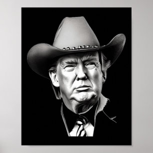 Poster Trump Cowboy Western Président Vous Me Manquez Enc