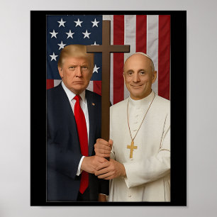 Poster Trump Et Chemise Du Pape - Le Pape Leo Xiv Dieu Bé