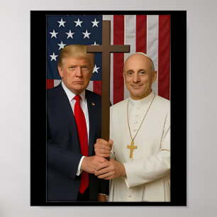 Poster Trump Et Chemise Du Pape - Le Pape Leo Xiv Dieu Bé