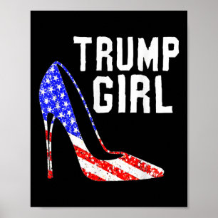 Poster Trump Girl Trump Élection 2025 Drapeau américain