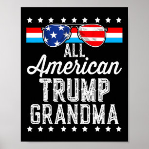 Poster Trump, grand-mère américaine, drapeau américain, s