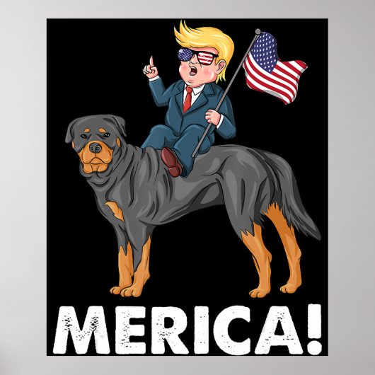Poster Trump Merica Rottweiler Chien Héros américain (Devant)