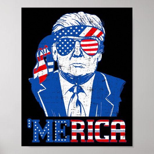 Poster Trump Merica Trump 4 juillet le drapeau américain (Devant)
