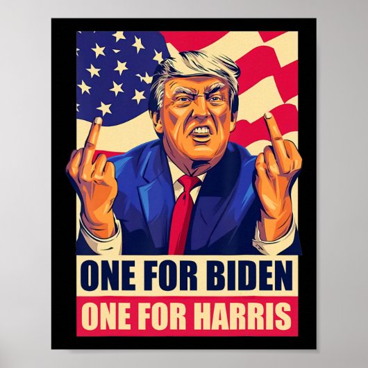 Poster Trump Middle Finger Biden Harris Amérique Républic (Devant)