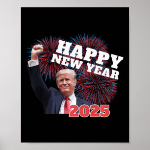 Poster Trump patriotique Bonne année 2025 Parti conservat