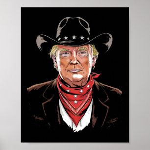 Poster Trump Président Cowboy Patriotique