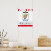 Poster Trump Recherché pour trahison (Cuisine)