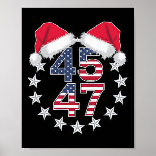 Poster Trump Retour 45 47 Président Usa Santa Hat Christ