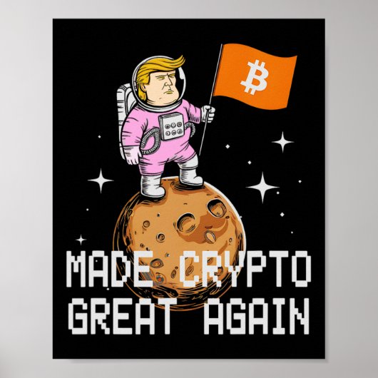 Poster Trump Sarcastique A Rendu Crypto Grand Bitcoin À (Devant)