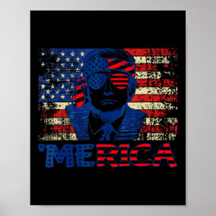 Poster Trump Shirts Quatrième 4 juillet Trump American Fl