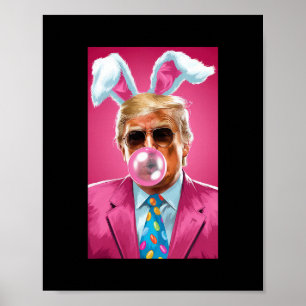 Poster Trump soufflant du bubble gum politique républicai