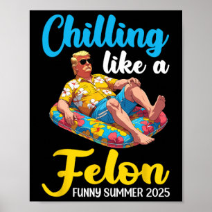 Poster Trump sur un flotteur de piscine se détendant comm