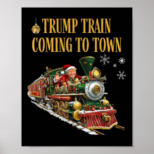 Poster Trump Train Arrive À La Ville Drôle Noël Père Noël