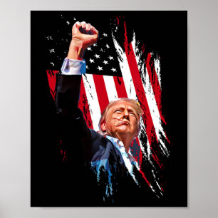 Poster Trump - Trump - Fist Pump - États-Unis - Drapeau M
