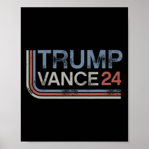 Poster Trump Vance 2025 Vintage Rayé Rétro Détresse