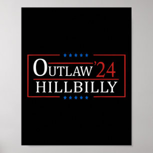 Poster Trump Vance 24 Outlaw Hillbilly Us Drapeau Vintage