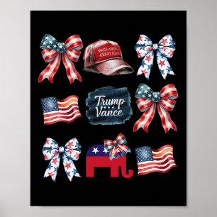 Poster Trump Vance Bow Coquette Vote Présidentielle 2025