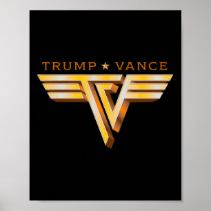 Poster Trump Vance Tv Rocker Logo Doré Vintage Trump Vanc