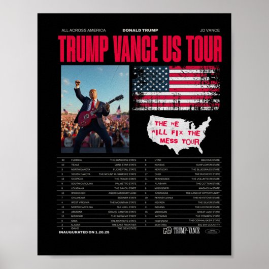 Poster Trump Vance Us Tour (Devant)